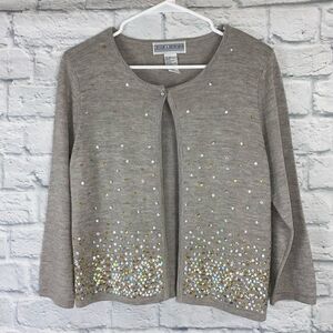 Jessica Howard open front one button sequin cardigan Longsleeve girls sz 10